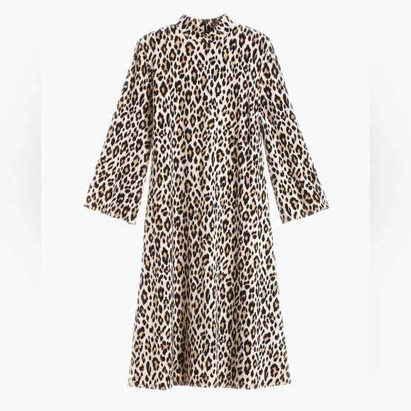 CHICO'S Leopard Pattern Mock Neck Short Dress - Picture 4 of 9